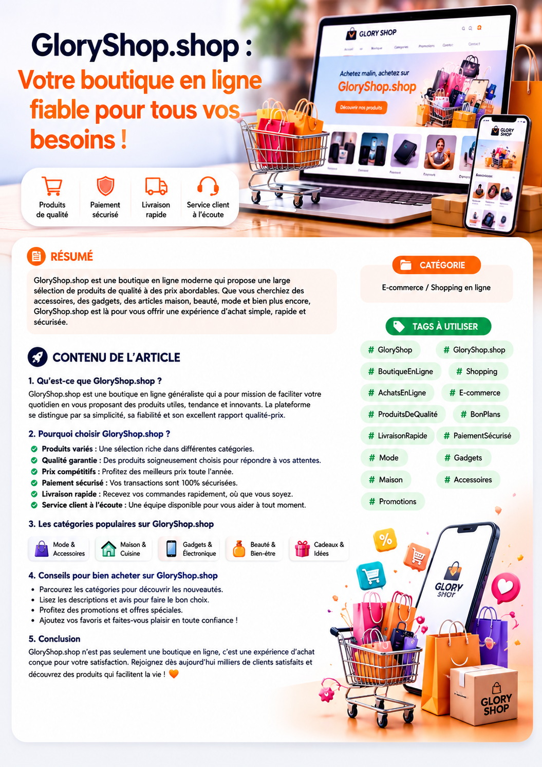 GloryShop.shop : L’élégance du shopping moderne à portée de clic